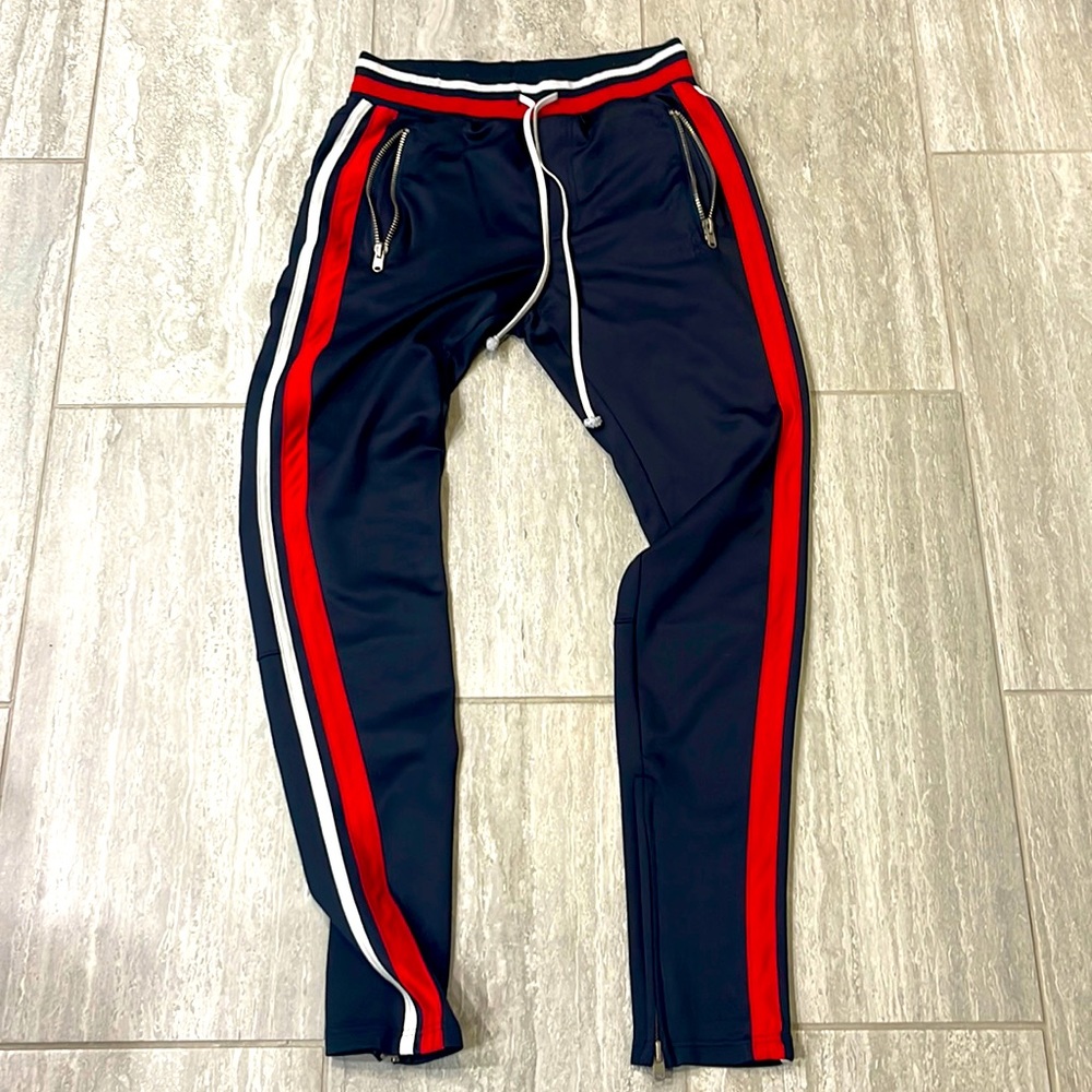 MNML track pants joggers size medium navy, red, white